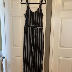 Full length striped jumpsuit